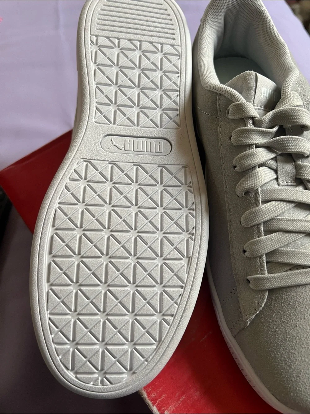 Puma Light Gray Low-Top Suede Sneakers - Picture 3 of 3